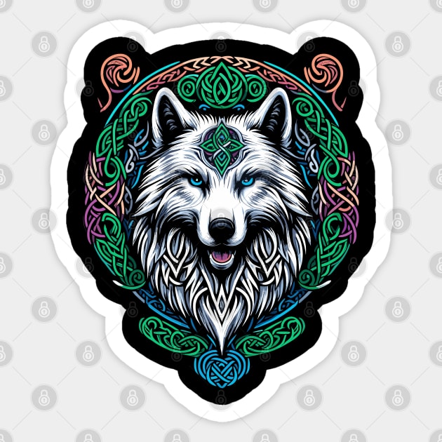 Celtic Wolf  - Wolf  Head Sticker by JessArty